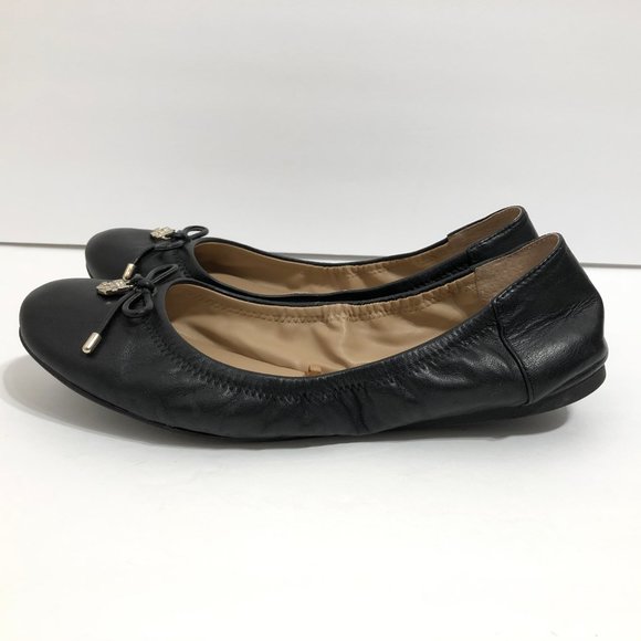 Vince Camuto Eryn Black Leather Ballet Flats 10 - Picture 5 of 11